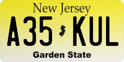 NJ license plate A35KUL