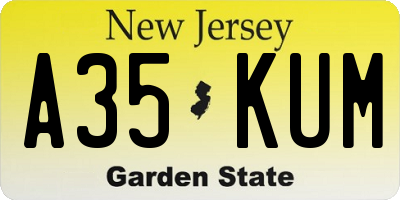 NJ license plate A35KUM
