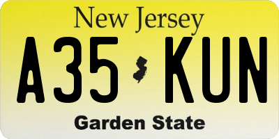 NJ license plate A35KUN