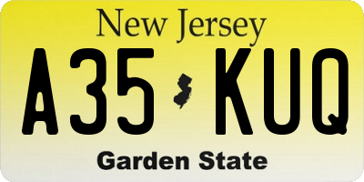 NJ license plate A35KUQ