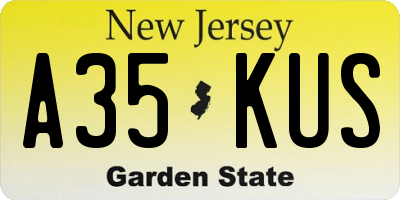 NJ license plate A35KUS