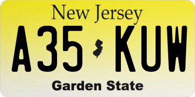 NJ license plate A35KUW