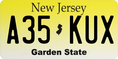 NJ license plate A35KUX