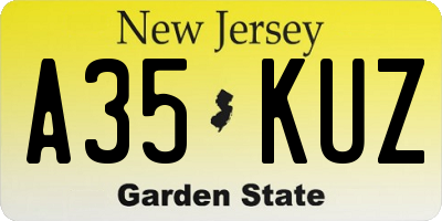 NJ license plate A35KUZ