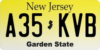 NJ license plate A35KVB