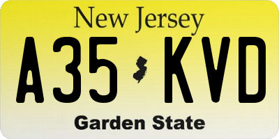 NJ license plate A35KVD