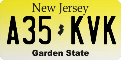 NJ license plate A35KVK
