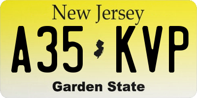 NJ license plate A35KVP