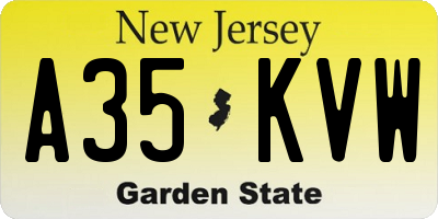 NJ license plate A35KVW