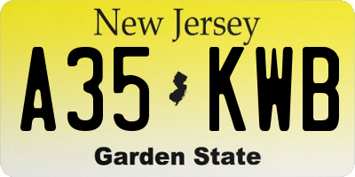 NJ license plate A35KWB