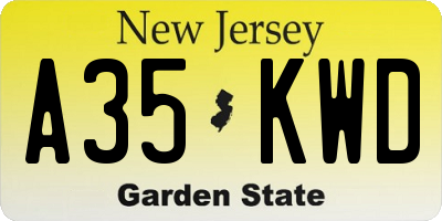 NJ license plate A35KWD