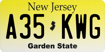 NJ license plate A35KWG