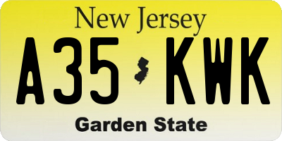 NJ license plate A35KWK