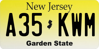 NJ license plate A35KWM