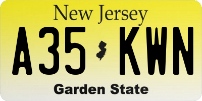 NJ license plate A35KWN