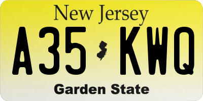 NJ license plate A35KWQ