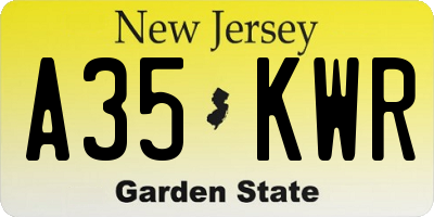 NJ license plate A35KWR