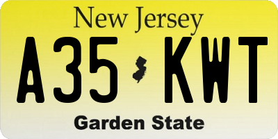NJ license plate A35KWT