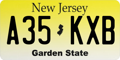 NJ license plate A35KXB