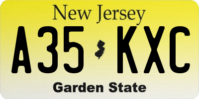 NJ license plate A35KXC