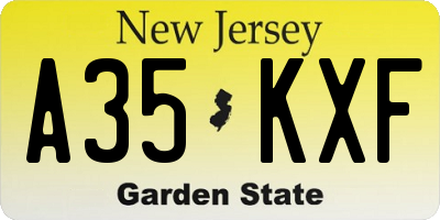 NJ license plate A35KXF