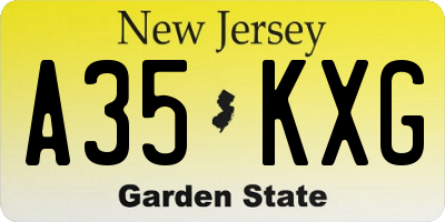 NJ license plate A35KXG