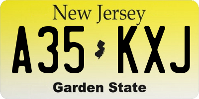 NJ license plate A35KXJ