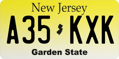 NJ license plate A35KXK