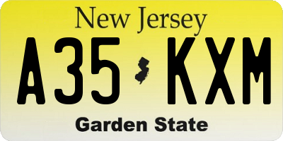 NJ license plate A35KXM