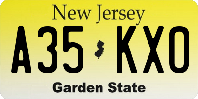 NJ license plate A35KXO