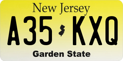 NJ license plate A35KXQ
