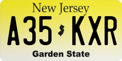 NJ license plate A35KXR