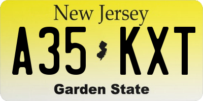 NJ license plate A35KXT