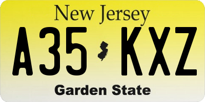NJ license plate A35KXZ