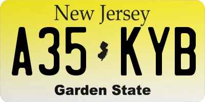 NJ license plate A35KYB
