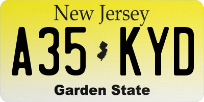 NJ license plate A35KYD