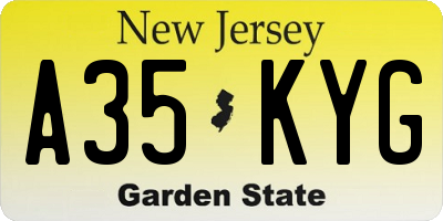 NJ license plate A35KYG