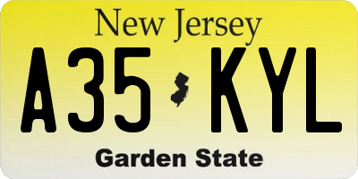 NJ license plate A35KYL