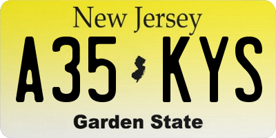 NJ license plate A35KYS