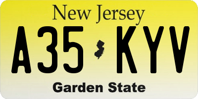 NJ license plate A35KYV