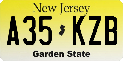 NJ license plate A35KZB