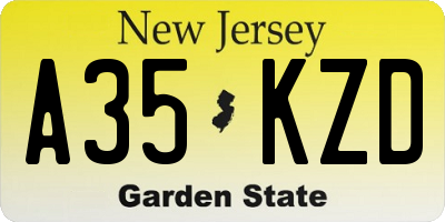 NJ license plate A35KZD
