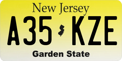NJ license plate A35KZE