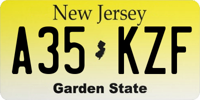 NJ license plate A35KZF