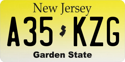 NJ license plate A35KZG