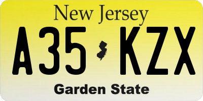 NJ license plate A35KZX