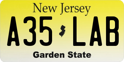 NJ license plate A35LAB