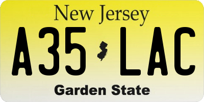 NJ license plate A35LAC