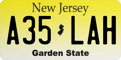 NJ license plate A35LAH