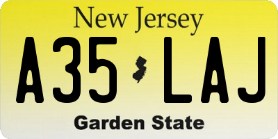 NJ license plate A35LAJ